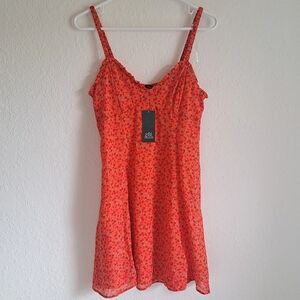 wild fable Orange/Red Floral Bustier Mini Sundress NWT